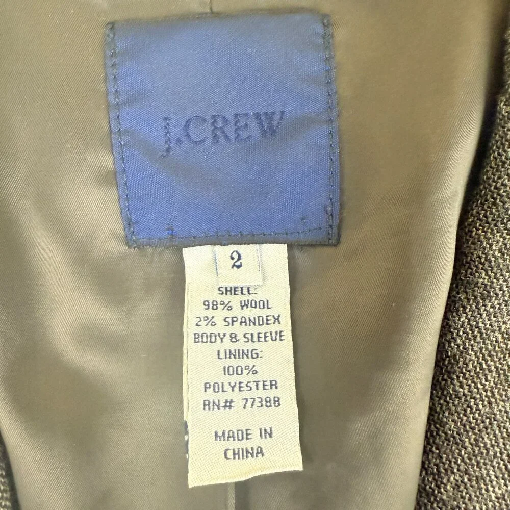 J.Crew Wool Herringbone School boy Blazer Gray, 2-Button, Fully Lined